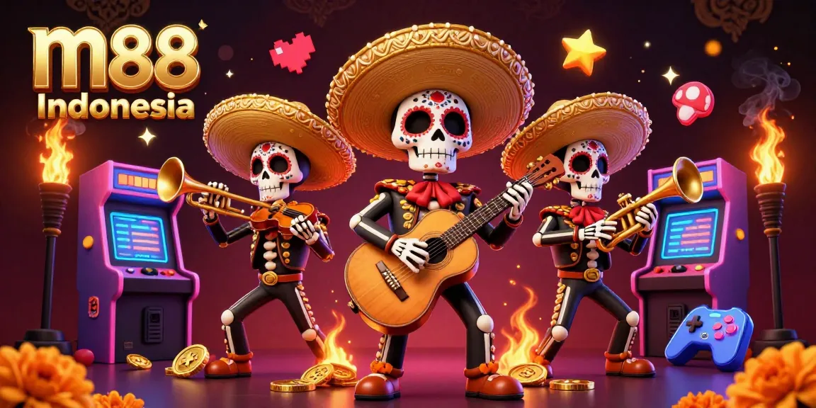 Rasakan kegembiraan m88 Indonesia dengan ilustrasi 3D yang cerah dari band mariachi, merayakan aksi kasino.