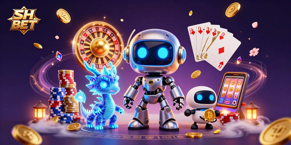 Engage with the SH BET experience through a vibrant 3D casino illustration featuring neon elements and dynamic gaming symbols.