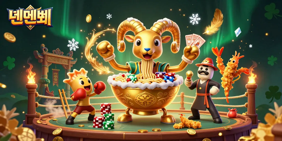 Experience thrilling games at 텐텐벳 with a vibrant illustration of dynamic casino characters and elements.