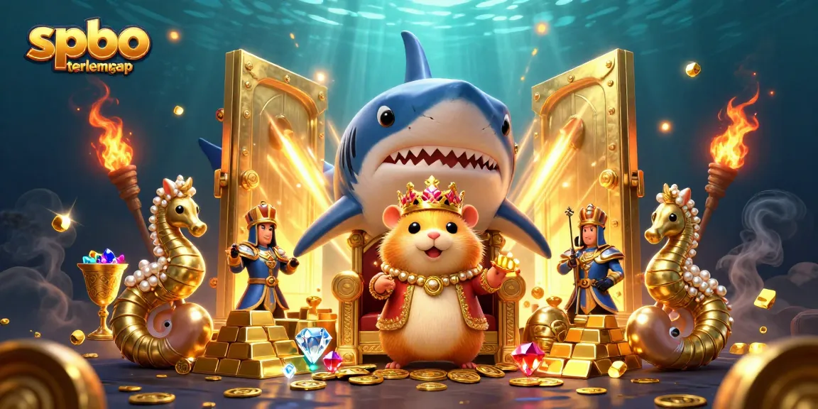 Immerse in spbo terlengkap with a golden hamster king ruling a treasure-rich casino realm
