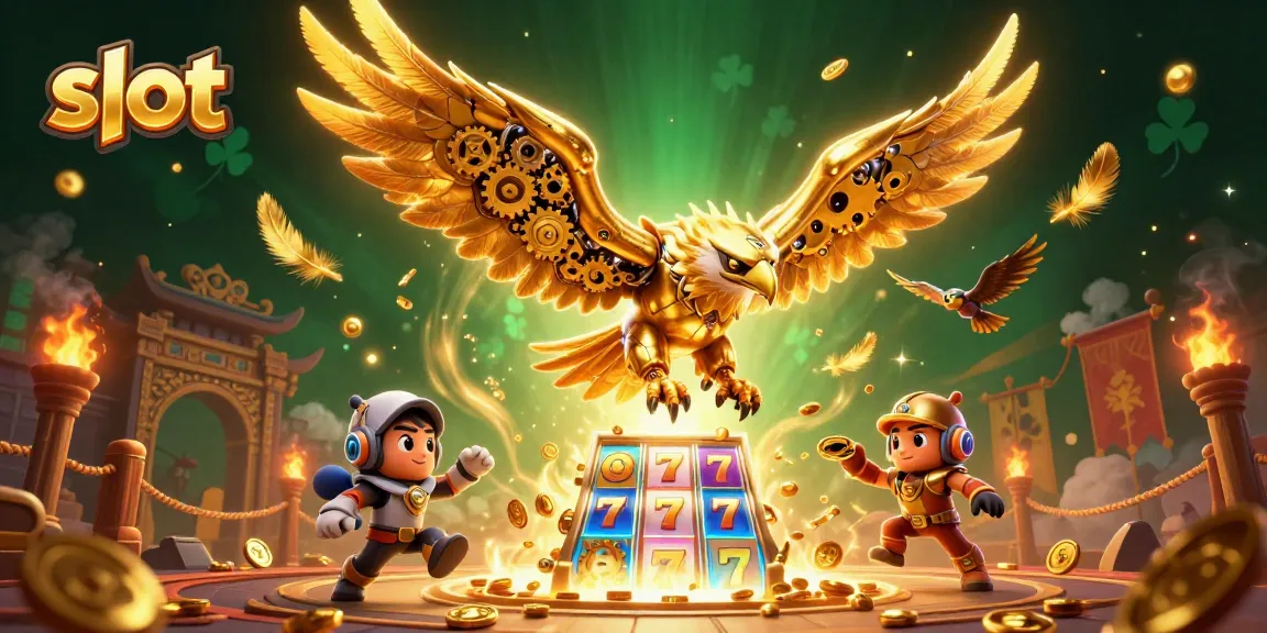 Slot menggoda pemain dengan ilustrasi slot didetail 3D, dikelilingi elemen permainan yang menarik.