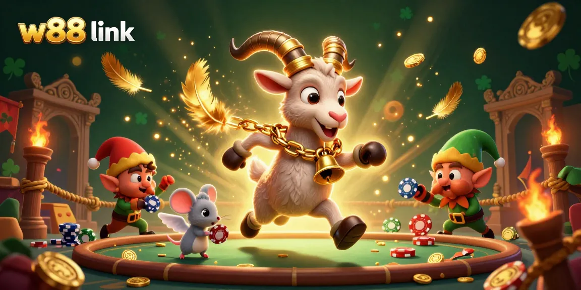 Experience thrilling W88 link adventures with a festive atmosphere in this dynamic casino scene.