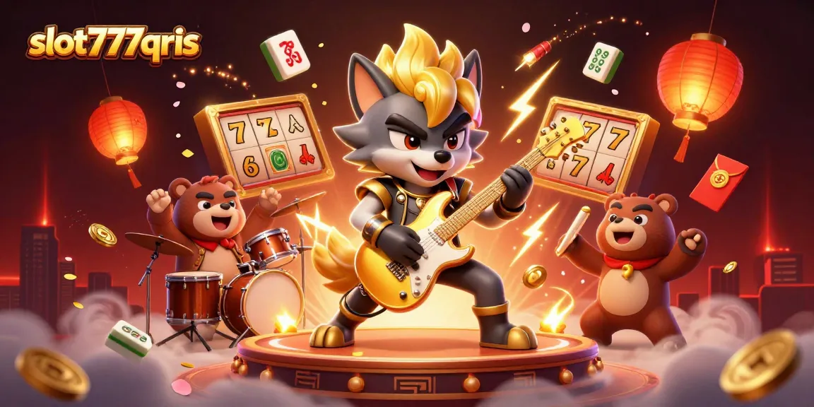Experience thrilling gameplay with slot777qris atop a dynamic casino stage and vibrant slot elements.