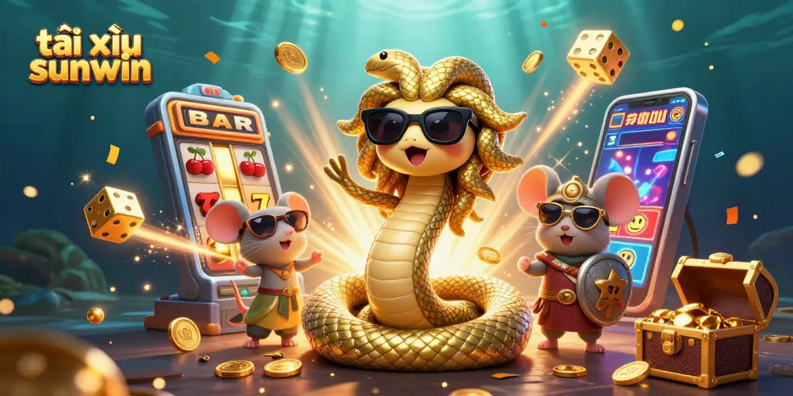 Engage with tài xỉu sunwin in a vibrant 3D digital casino illustration showcasing dynamic gaming elements.