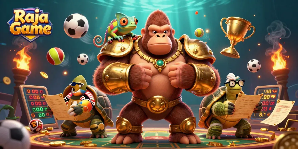Engage in thrilling gameplay with Raja Game, featuring lottery and sports betting elements in a dynamic scene.