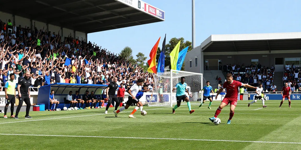 Live soccer match showcasing ihdsports excitement with players and crowd cheering